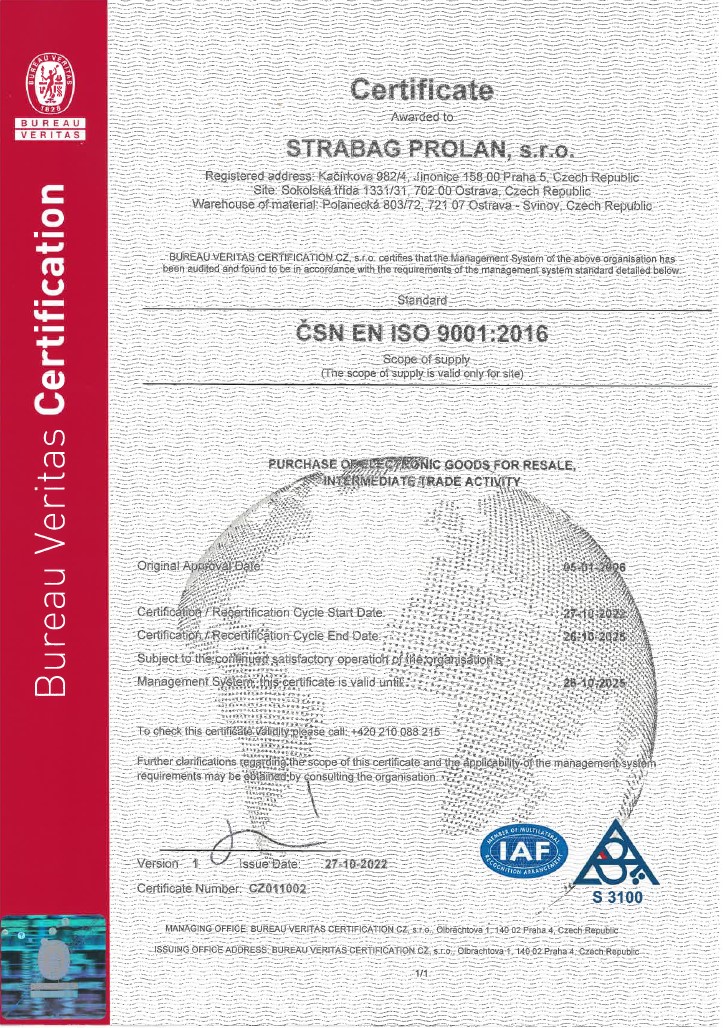 Certifikát QMS EN